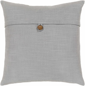 Hockley Gray Solid Button Throw Pillow