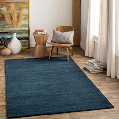 Brockton Solid Wool Dark Blue Area Rug