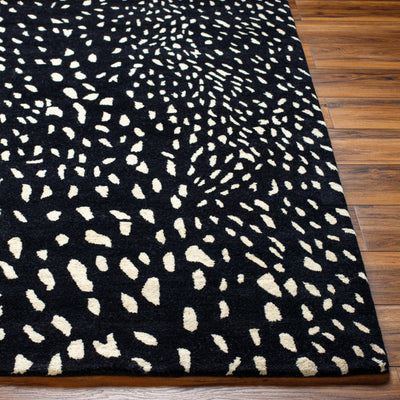 Athena Black Giraffe Print Wool Rug