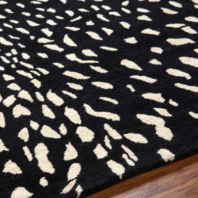 Athena Black Giraffe Print Wool Rug