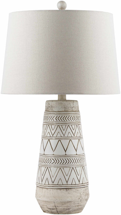 Tan and Cream Resin Lamp with White Linen Table Lamp