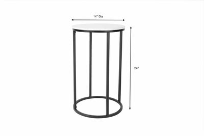 Iris White Marble Black Metal End Table