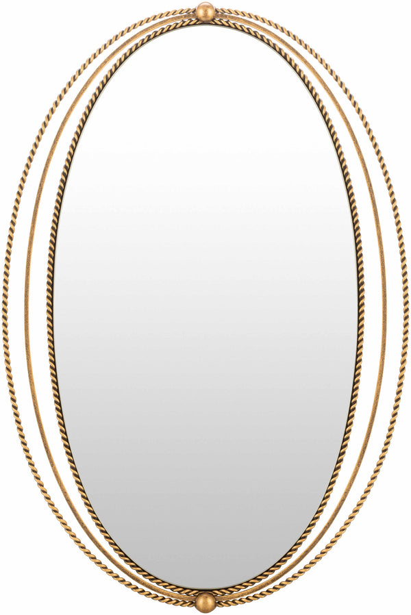 Isparta Rustic Gold Oval Mirror