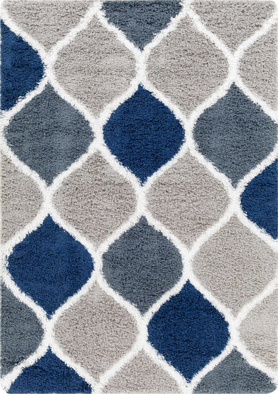 Juno Blue Trellis Shag Area Rug