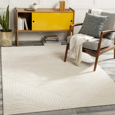 Kaligutan Embossed Cream Viscose&Wool Area Rug