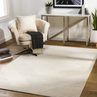 Kaligutan Embossed Cream Viscose&Wool Area Rug