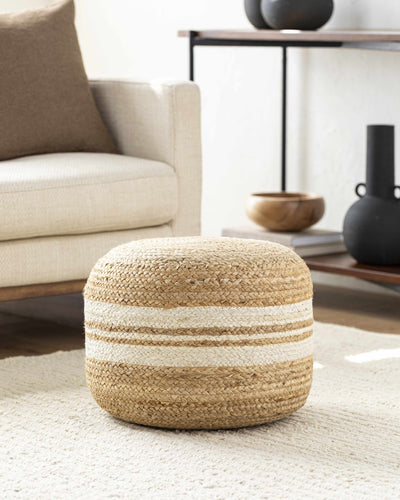 Kanashevo Handwoven Gray Cotton Pouf