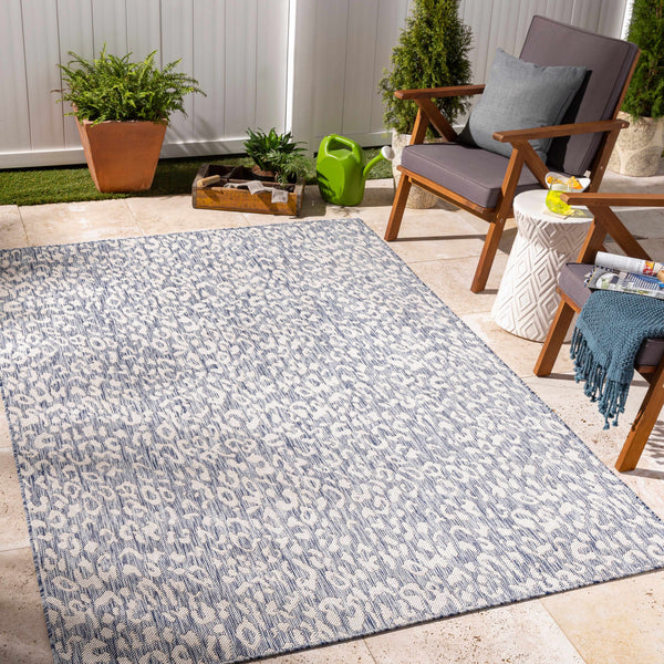 Alia Leopard Print Blue Performance Rug - Clearance