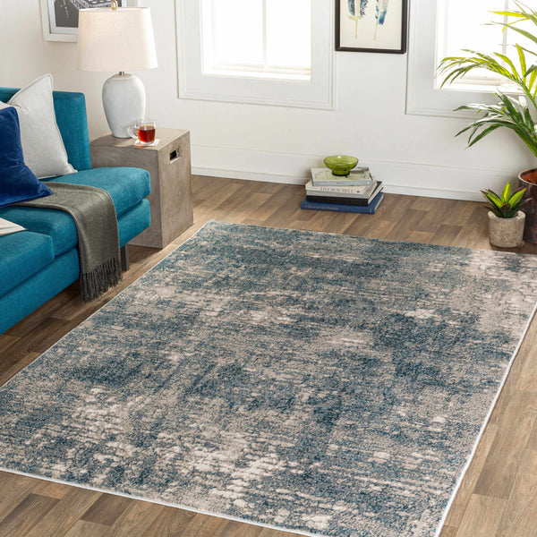 Kiblawan Teal Abstract Area Rug - Clearance