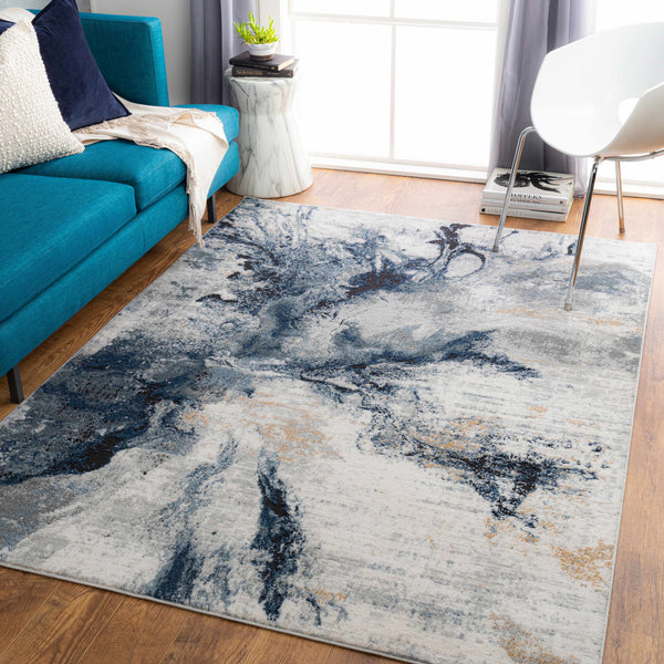 Kirkland Dark Blue Marble Rug