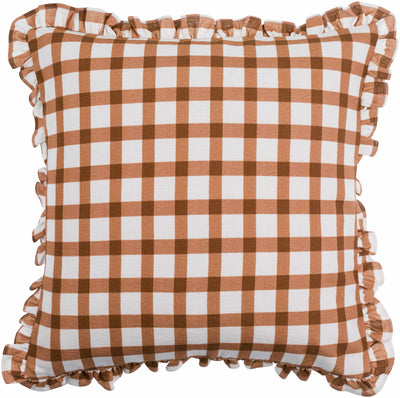 Usain Rust Gingham Ruffled Pillow