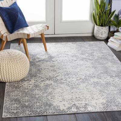 Kyneton Distressed Gray Trellis Rug - Clearance