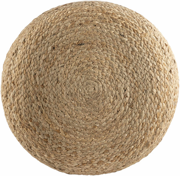 Lavertezzo Knitted Beige Cotton Pouf