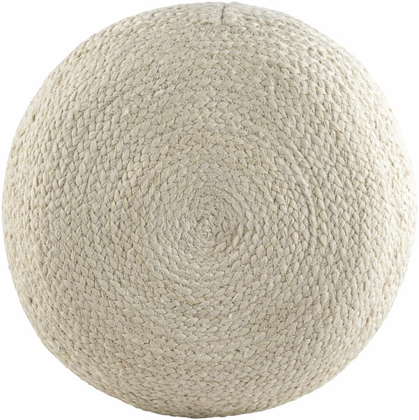 Lavertezzo Knitted Beige Cotton Pouf