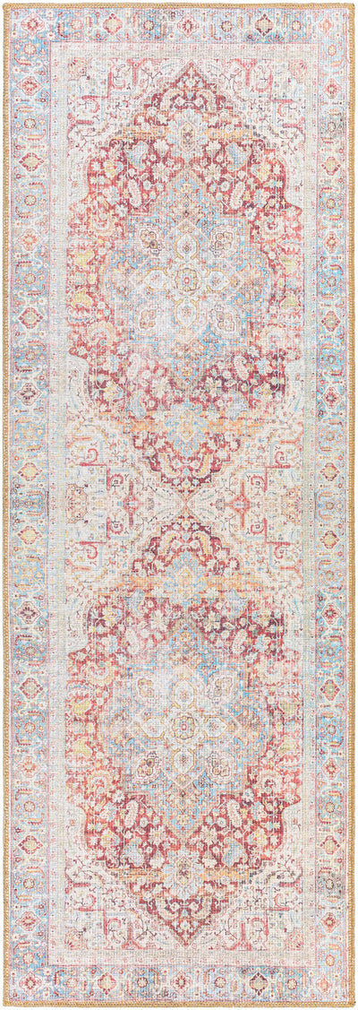 Cream Rust Leeston Vintage Washable Area Rug - Clearance