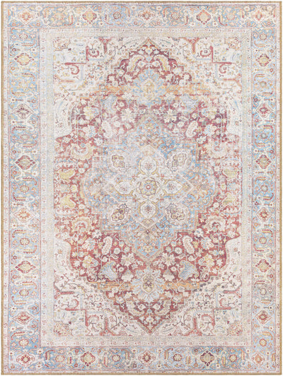 Cream Rust Leeston Vintage Washable Area Rug - Clearance