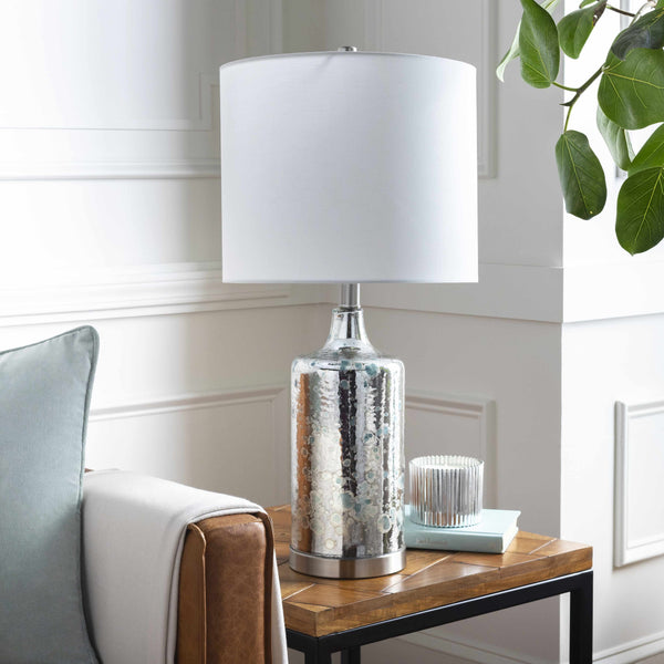 Lentner Ribbed White Ceramic Table Lamp