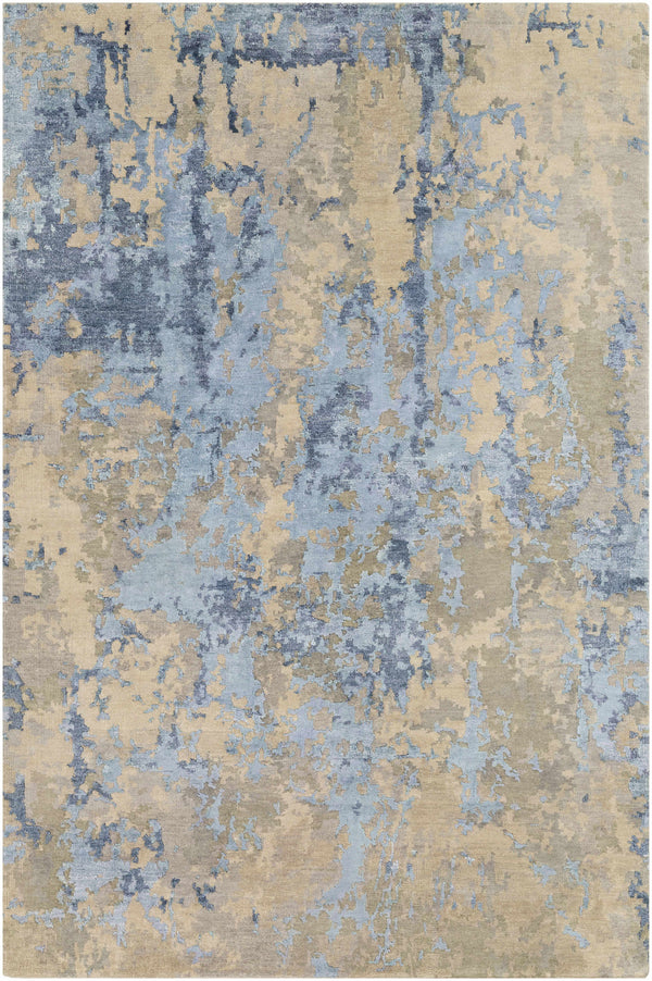 Lansdale Abstract Blue Premium Wool Rug