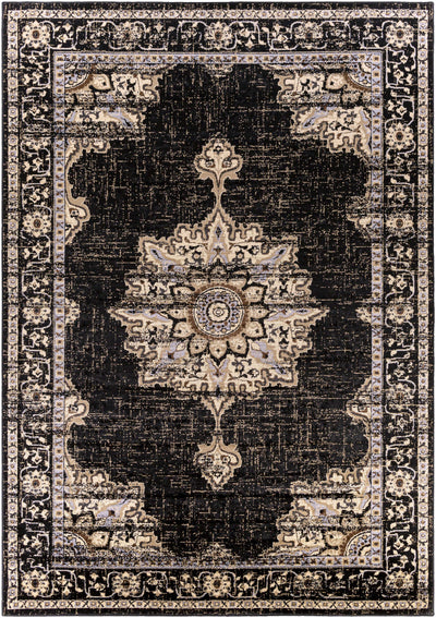 Lostwithiel Black Medallion Rug