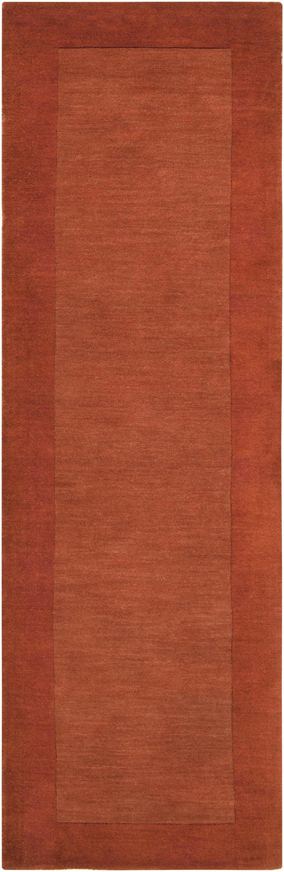 Bordered Solid Brick Red Wool Rug