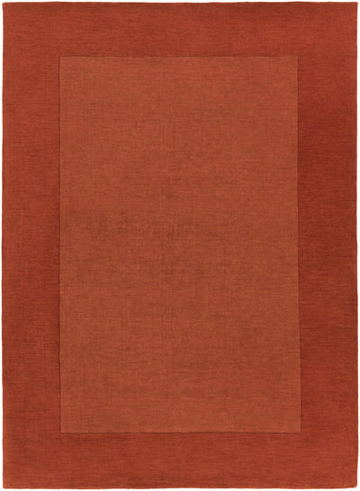 Bordered Solid Brick Red Wool Rug