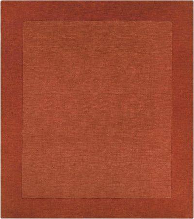 Bordered Solid Brick Red Wool Rug