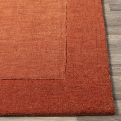 Bordered Solid Brick Red Wool Rug