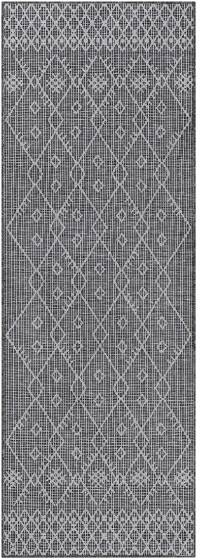 Lorena Charcoal Flatweave Trellis Carpet - Clearance