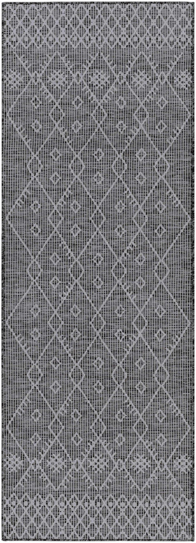 Lorena Charcoal Flatweave Trellis Carpet - Clearance