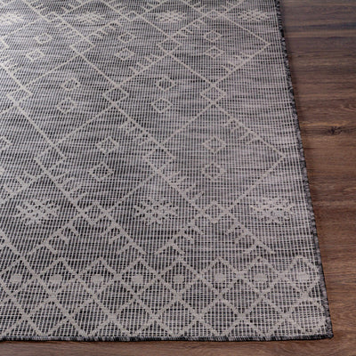 Lorena Charcoal Flatweave Trellis Carpet - Clearance