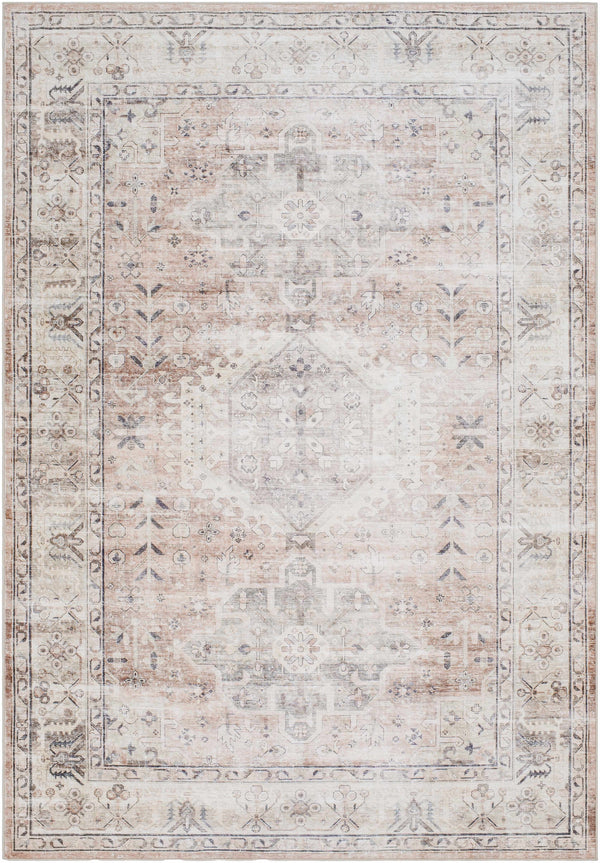 Laran Taupe Distressed Washable Area Rug