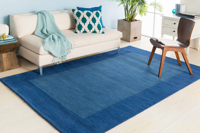 Macedon Blue Bordered Wool Rug