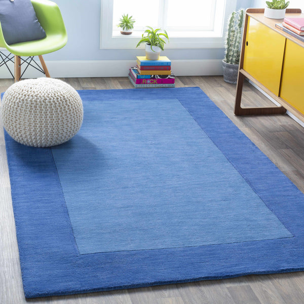 Macedon Blue Bordered Wool Rug