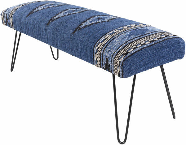 Wesselsbron Navy Striped Upholstered Bench