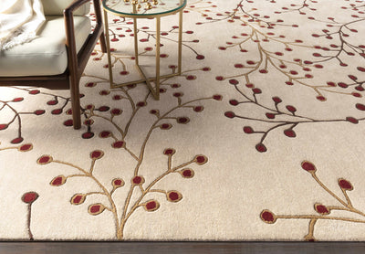 Elsu Beige&Burgandy Wool Rug