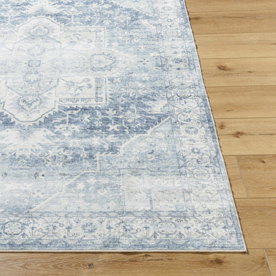 Mauro Navy Medallion Washable Area Rug