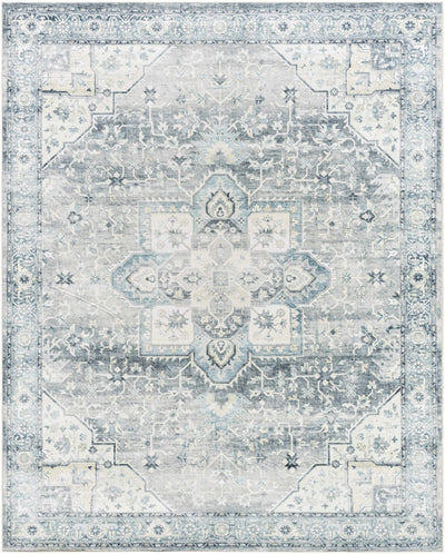 Mauro Blue Medallion Washable Area Rug