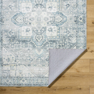 Mauro Blue Medallion Washable Area Rug