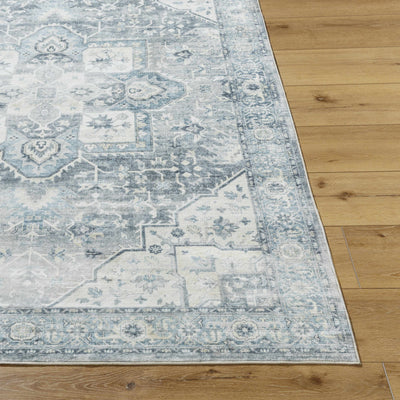 Mauro Blue Medallion Washable Area Rug