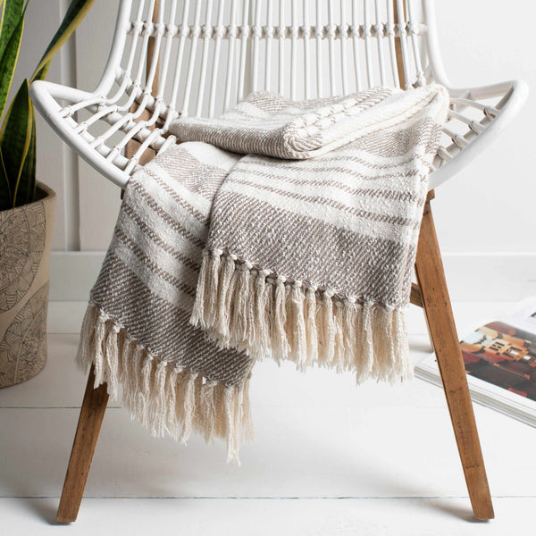 Medomak Cotton Throw Blanket with tassels