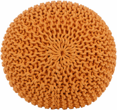 Morimondo Orange Knitted Cotton Pouf