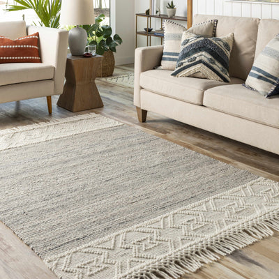 Cream Magnaga Wool Blend Braided Tassel Area Rug - Clearance