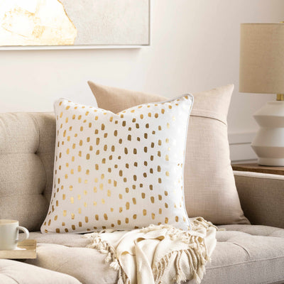 Milnesville White&Gold Polka Dot Throw Pillow