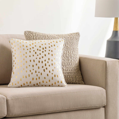 Milnesville White&Gold Polka Dot Throw Pillow