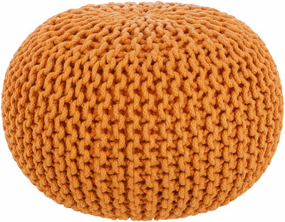 Morimondo Orange Knitted Cotton Pouf