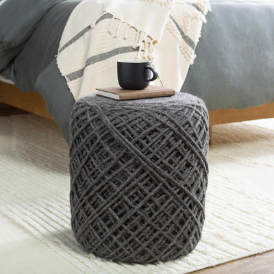 Moapa Charcoal Wool Pouf