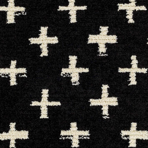 Anda White Cross on Black Plush Rug