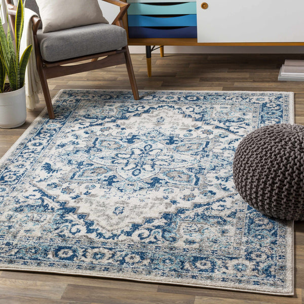 Amity Blue/White Medallion Carpet - Clearance