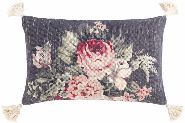 Narrabri Floral Navy Tassel Lumbar Pillow