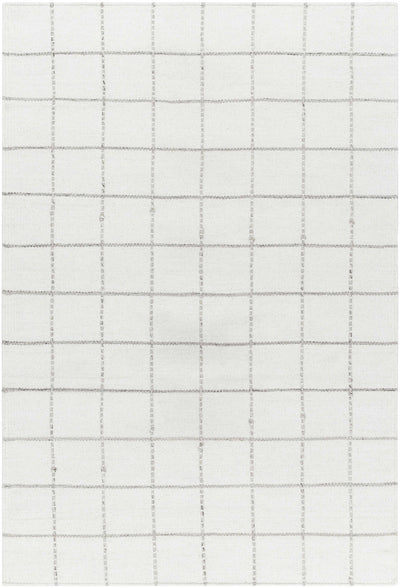 Nissa White Gray Checkered Wool Rug